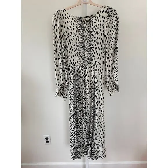Reformation Alessi Polka Dot Ivory Long Sleeve Midi Dress size 4 - Picture 6 of 10